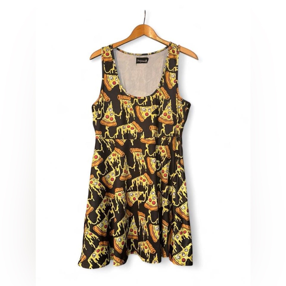 Sourpuss Dress Pizza Party Skater 2XL Spooky Dripping Cheese Skulls Pepperoni